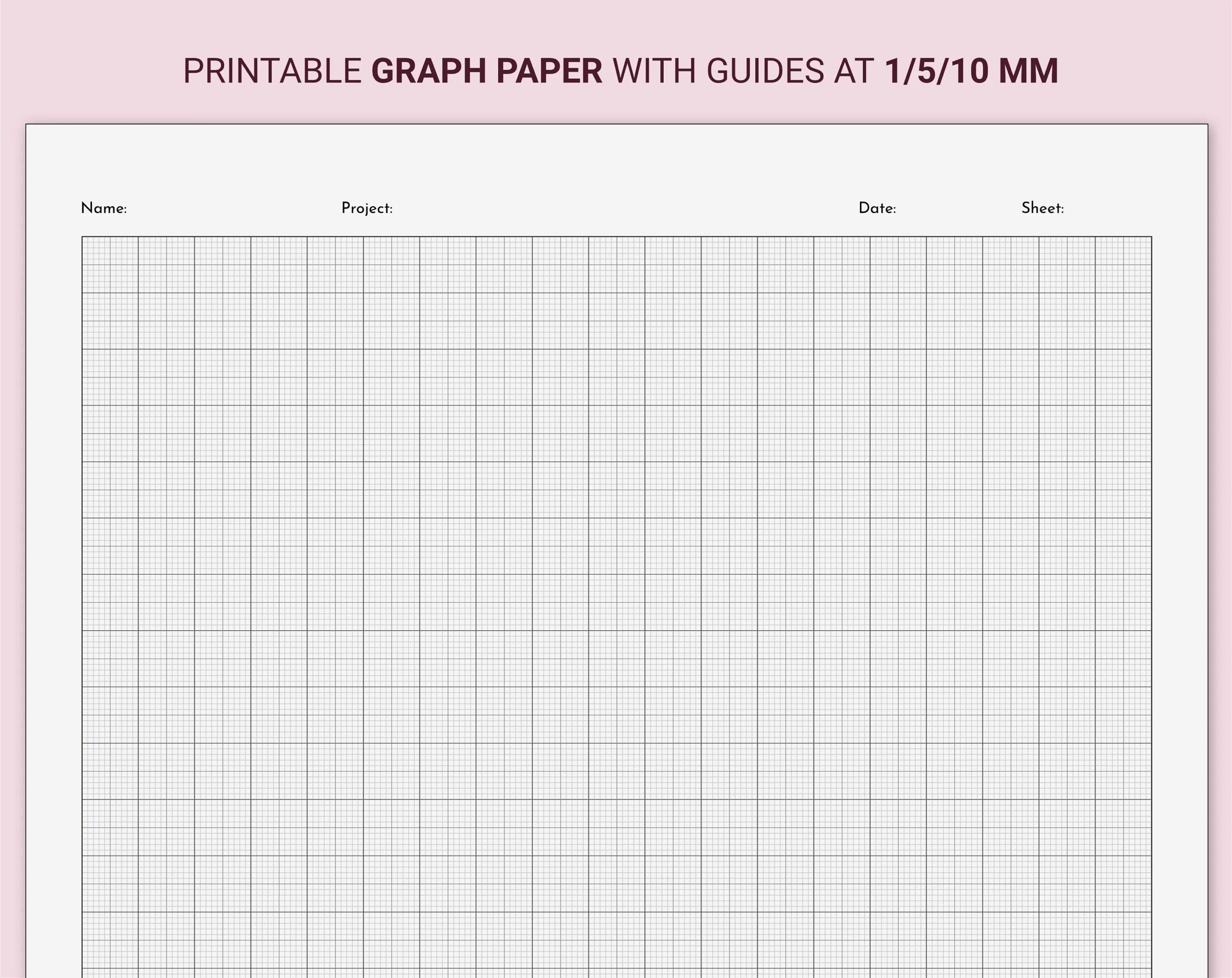 Millimeter Graph Paper With Header Printable A4 10 Mm Margin 1 5 10 Mm Guides Cyan magenta yellow black Name project date sheet Fields Etsy