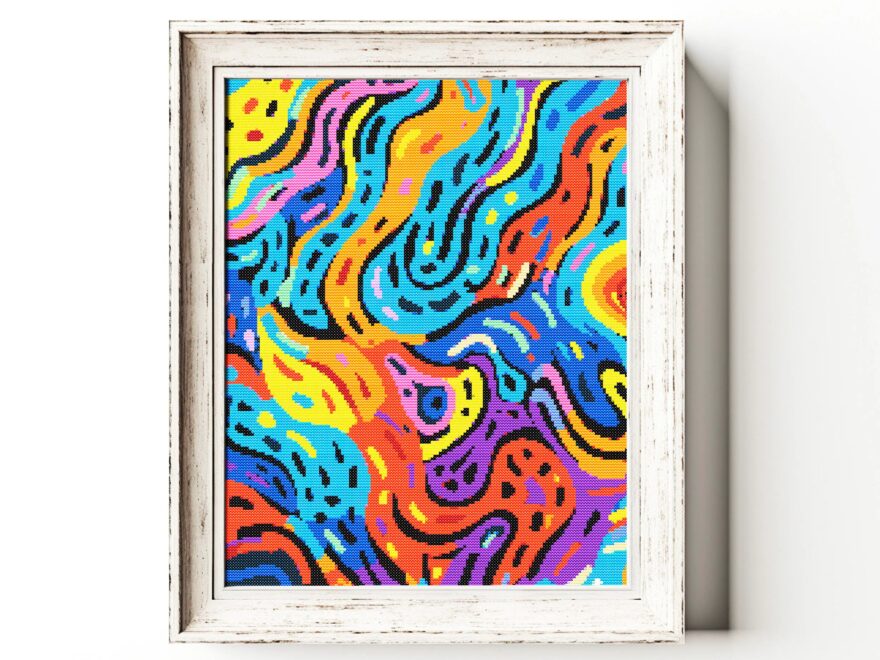 Modern Large Cross Stitch For Beginners Abstract Geometric Abstraction SAL Xstitch Pattern Hand Embroidery Design Wall Art Beginner Friendly Etsy