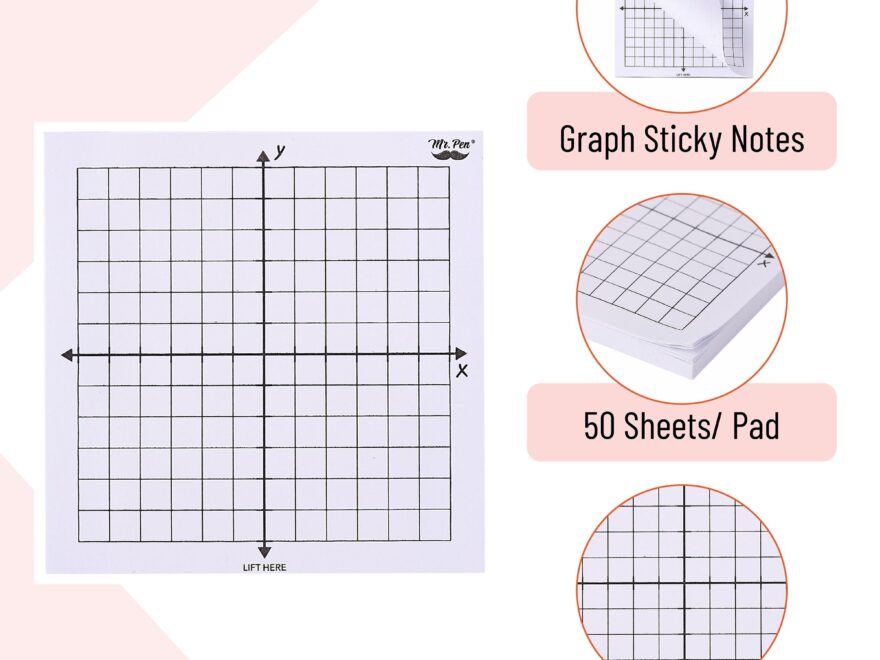 Mr Pen 10 Pack Mini Graph Paper Sticky Notes In 6 Designs 25 Sheets Per Pad Mini Pen