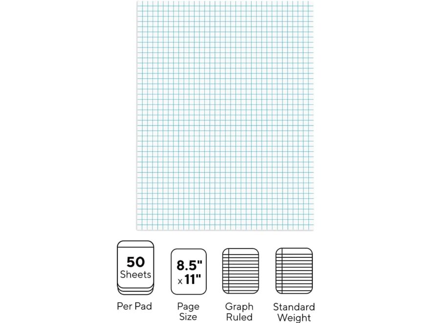 MyOfficeInnovations 8 5 x11 Grid Paper Notepad White 50 Sheets Pad 6 Pads Pack For Precise Writing And Drafting Walmart