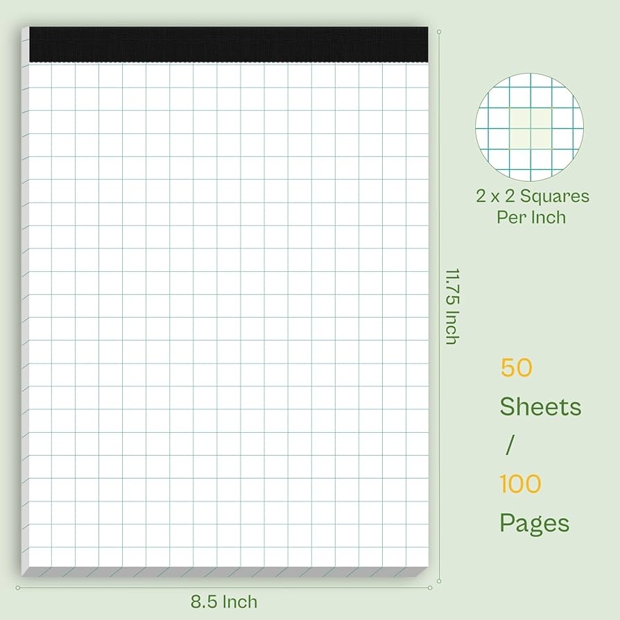 Note Pads 8 5 X 11 12 Pack Graph Paper Pads 8 5x11 4x4 Quad Ruled 50 Sheets Each Papel Cuadriculado