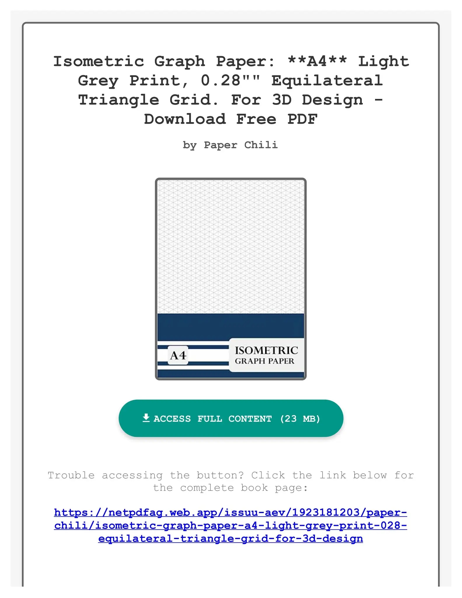 PDF Download Isometric Graph Paper A4 Light Grey Print 0 28 quot quot Equilateral Triangle Grid For 3 By MargaretteGoodwinai Issuu