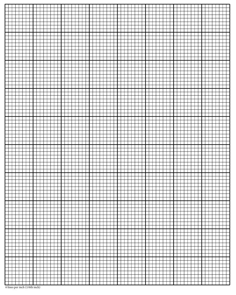Perfectly Scaled And Precise Printable Graph Paper 1 6 Inch 6 Lines Per Inch With 1 Inch Grid Etsy