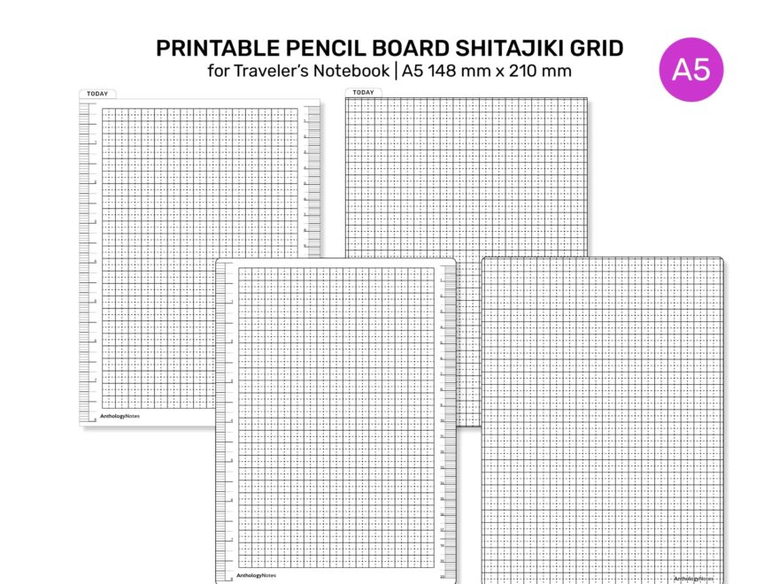 Printable A5 PENCIL BOARD For Traveler s Notebook GRID Shitajiki Etsy Denmark