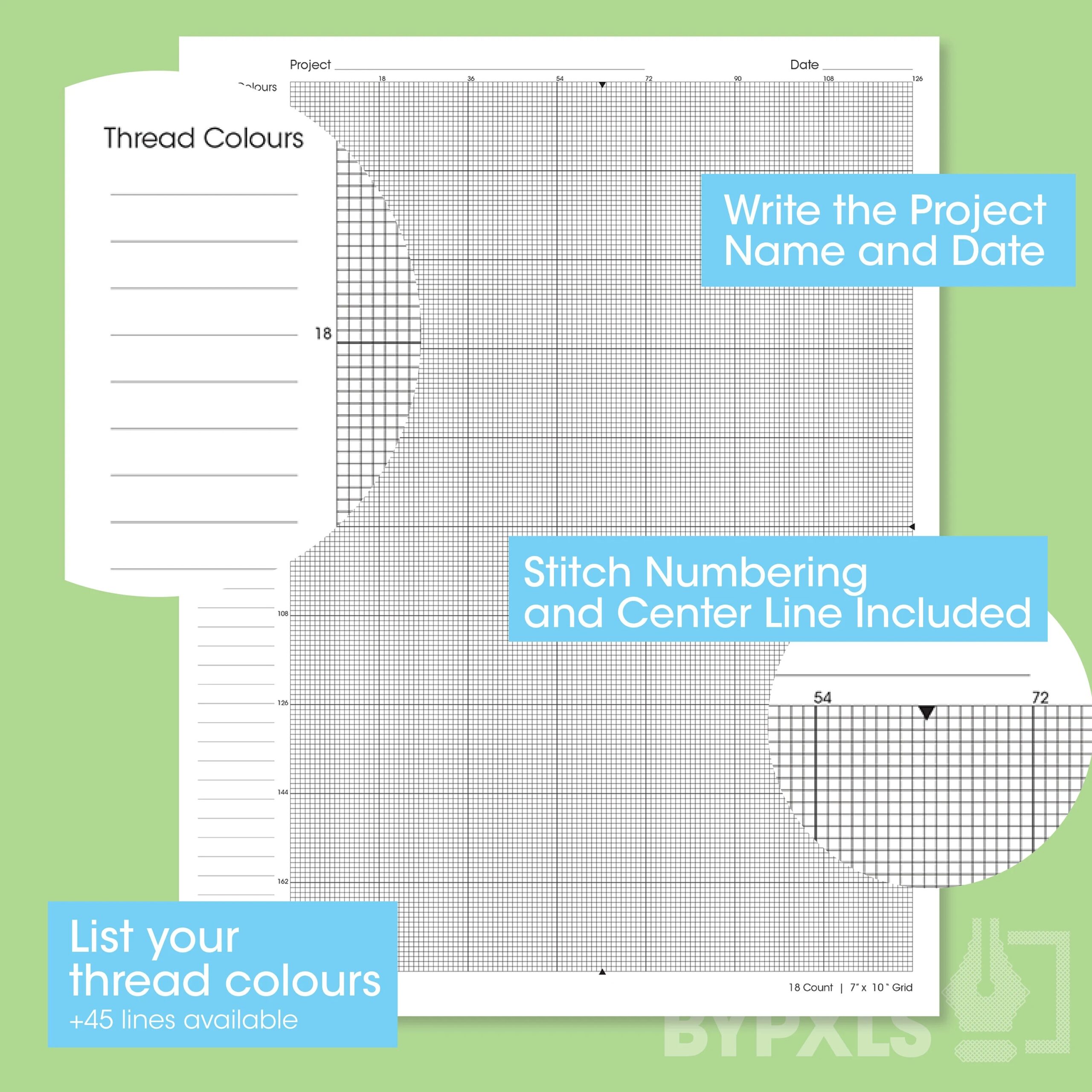 PRINTABLE Aida 18 Cross Stitch Graph Paper Letter a4 18 Fabric Counts PDF Instant Download Etsy