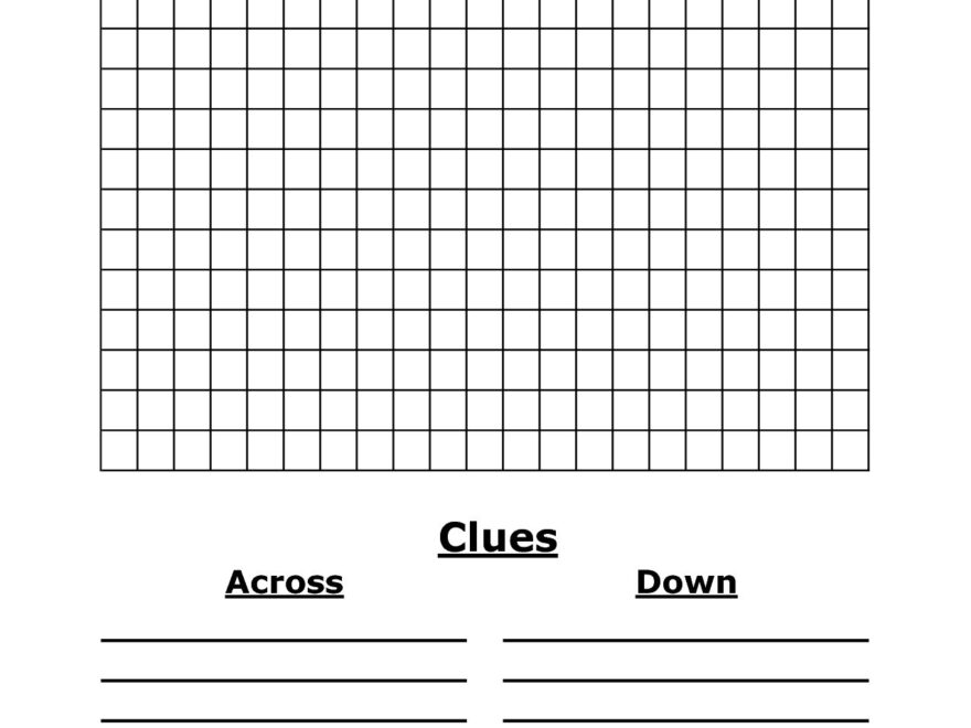 Printable Blank Crossword Grid Printable Crossword Puzzles Worksheets Library