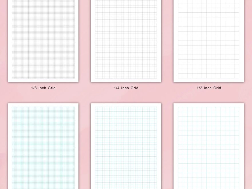 Printable Graph Paper Pack PDF Grid Paper Templates Bundle Of 6 A4 Letter Digital Planner Templates 1 8 Inch 1 4 Inch 1 2 Inch Grid Etsy
