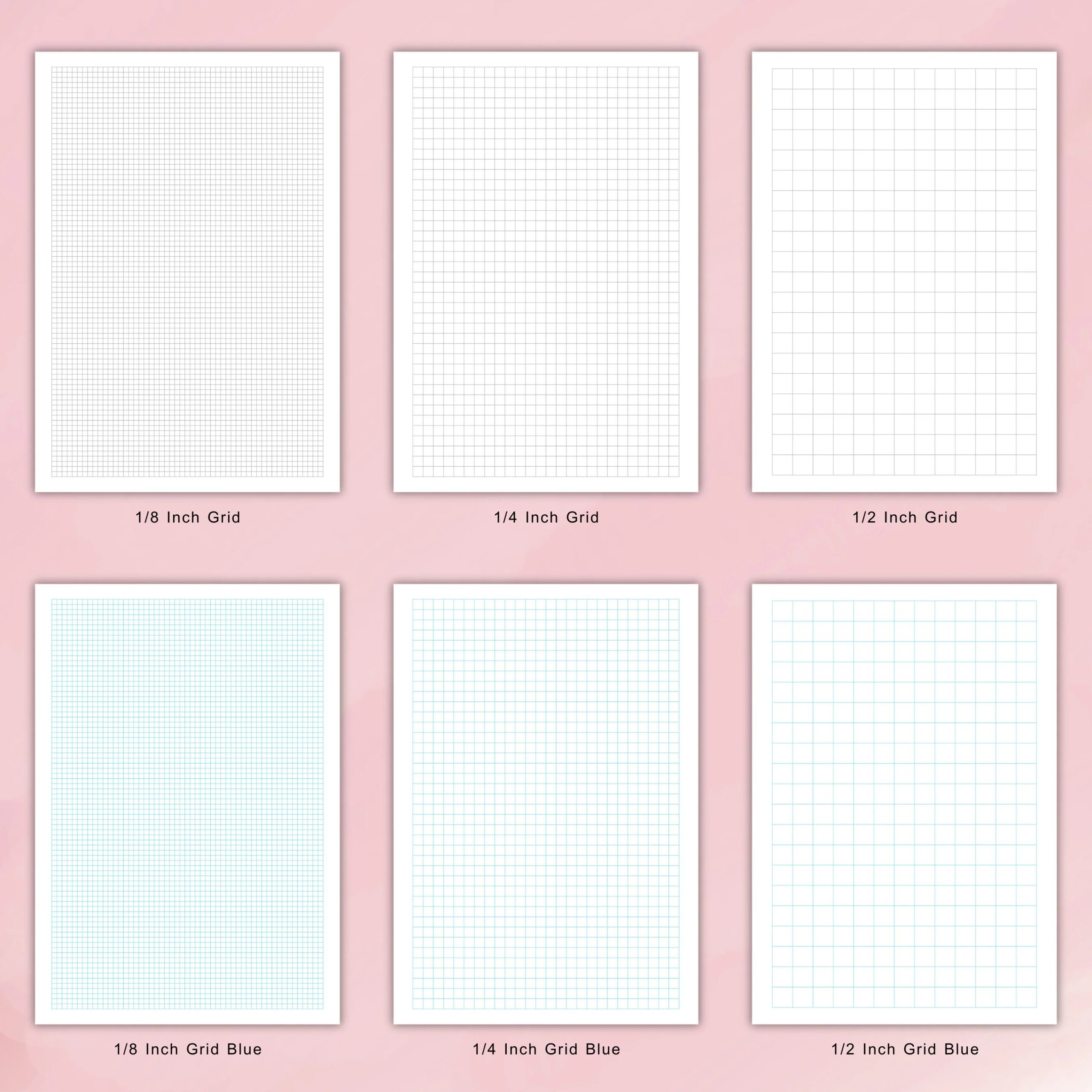 Printable Graph Paper Pack PDF Grid Paper Templates Bundle Of 6 A4 Letter Digital Planner Templates 1 8 Inch 1 4 Inch 1 2 Inch Grid Etsy