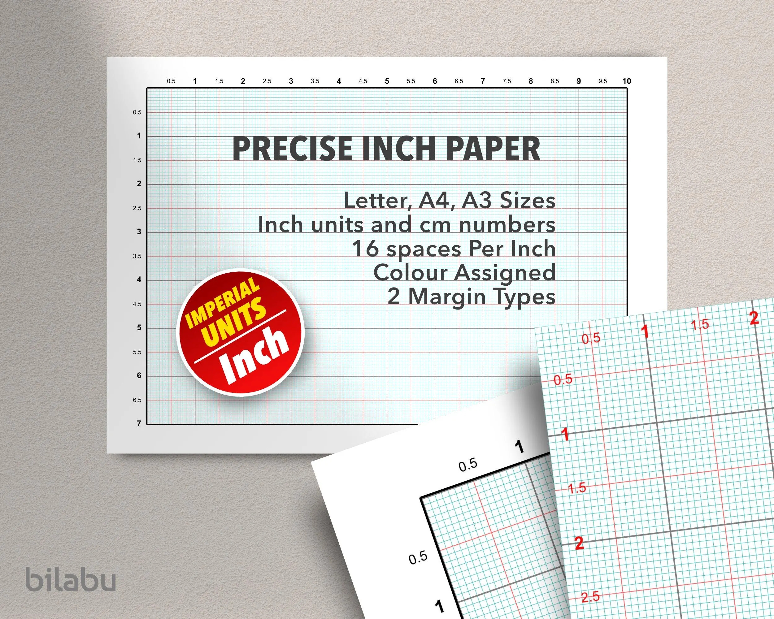 Printable Graph Paper PDF Technical Drawing Math Grid Cross Stitch Engineering Template A3 A4 US Letter Instant Download Etsy