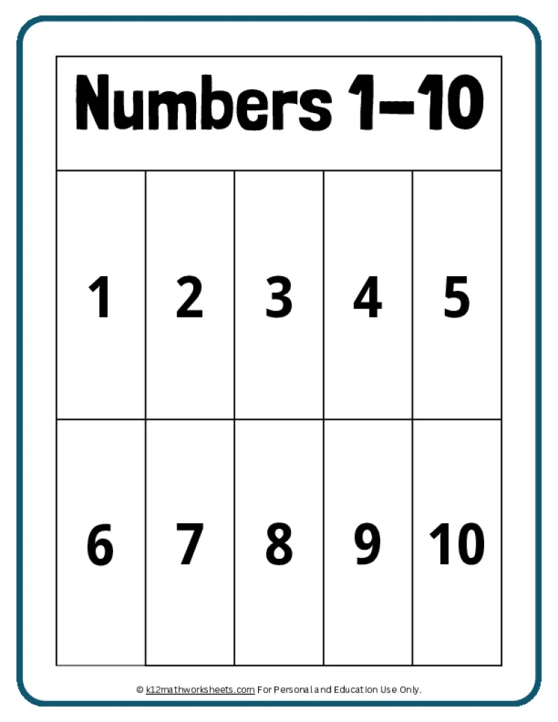 Printable Number Charts From 1 10 To 1 100 Printable Number Charts From 1 10 To 1 100