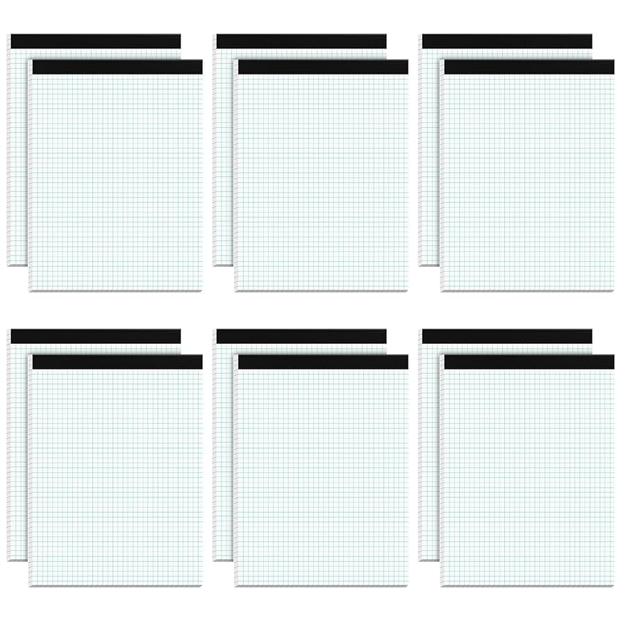 Printable PDF Graph Paper Pad 8 5 X 11 Grid Paper 4x4 Graphing Paper 12 Pack Grid Graph Paper Large Squares