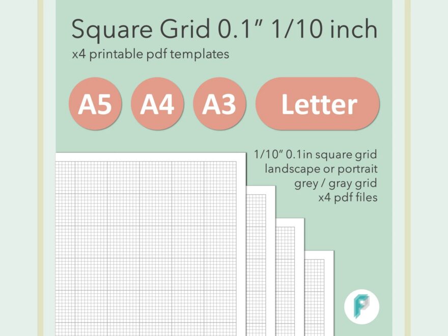 Printable Square Grid 1 10 0 1 Inch A3 A4 A5 And US Letter Downloads Etsy