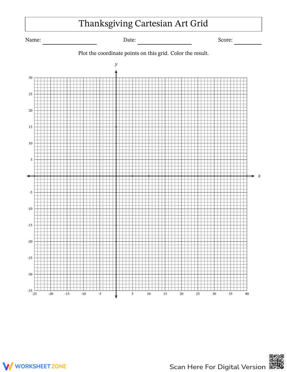 Printable Thanksgiving Plotting Point Worksheets Worksheets
