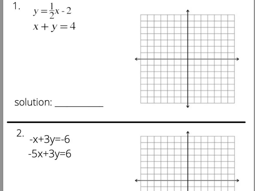 Solving Systems Of Equations By Graphing Worksheet Etsy