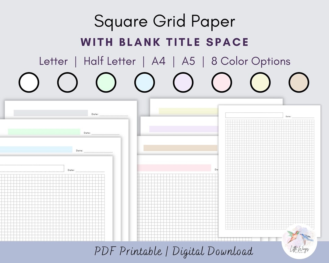 Square Grid Paper With Blank Title Space Printable Pages Planner Binder Journal Diary US Letter Half Letter A4 A5 PDF Notes Inserts Refills Etsy Square Grid Paper With Blank Title Space Printable Pages Planner Binder Journal Diary US Letter Half Letter A4 A5 PDF Notes Inserts Refills Etsy