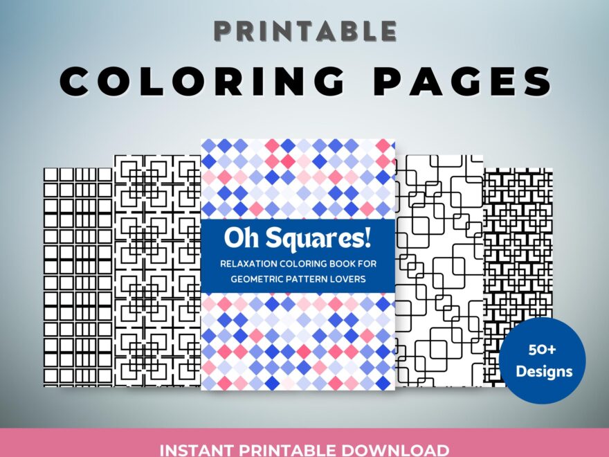 Square Pattern Coloring Pages For Adults 50 Printable Geometric Pixel Designs Mindfulness Art Therapy Stress Relief Digital Download Etsy