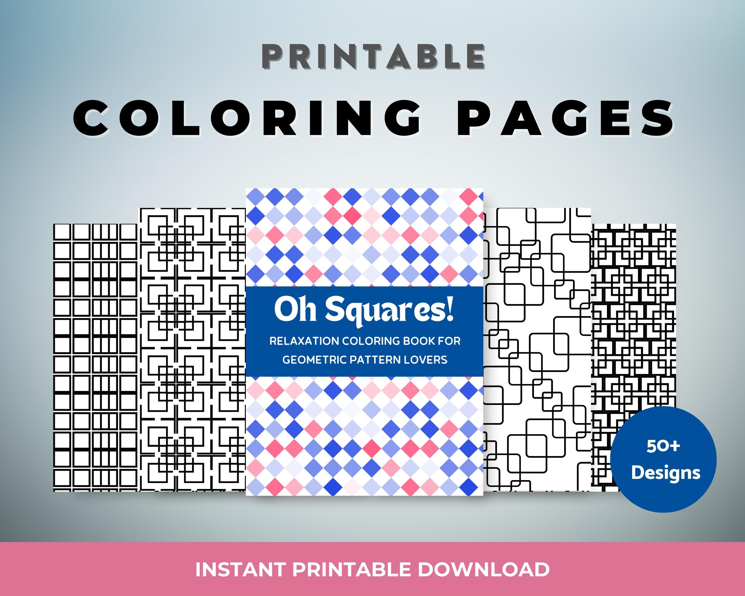 Square Pattern Coloring Pages For Adults 50 Printable Geometric Pixel Designs Mindfulness Art Therapy Stress Relief Digital Download Etsy