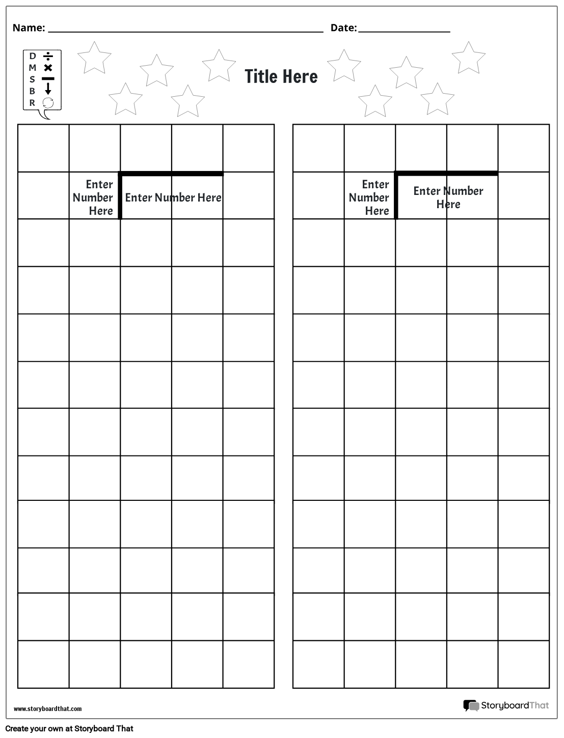 Storyboard That Free Long Division Worksheet Templates Storyboard That Free Long Division Worksheet Templates