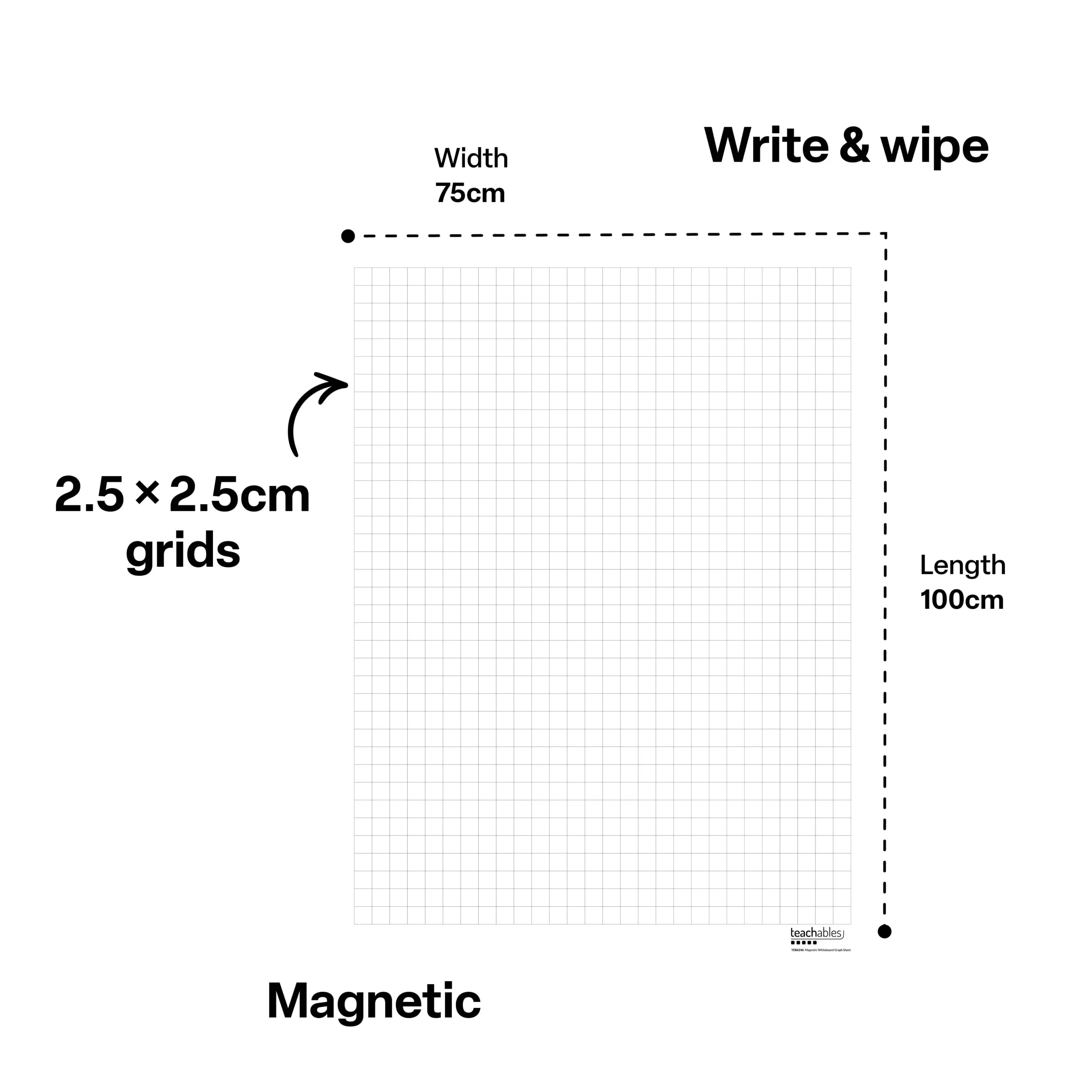 Teachables Magnetic Whiteboard Graph Sheet Classroom Resource