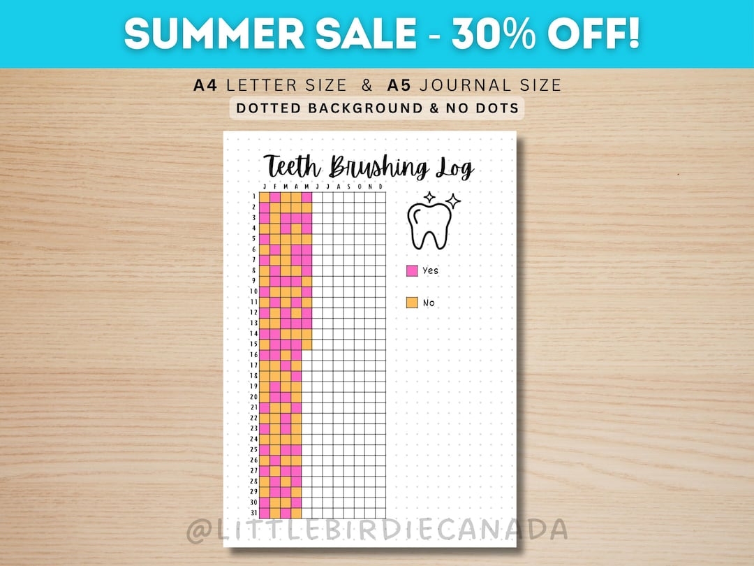 Teeth Brushing Tracker PRINTABLE Journal Page Kids Teeth Brushing Tracker Dental Hygiene Tracker Teeth Brushing Log Etsy