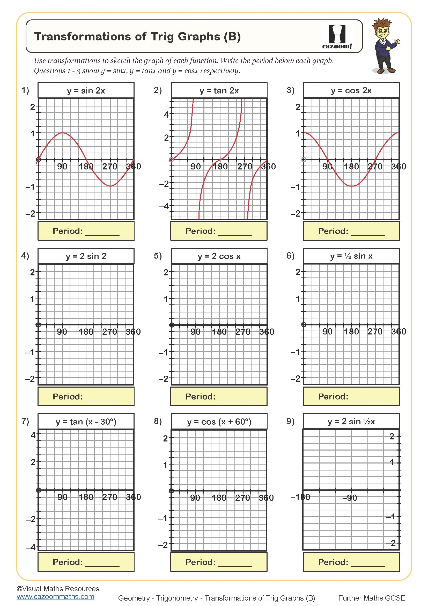 Trigonometric Graphs A Worksheet Printable PDF Worksheets