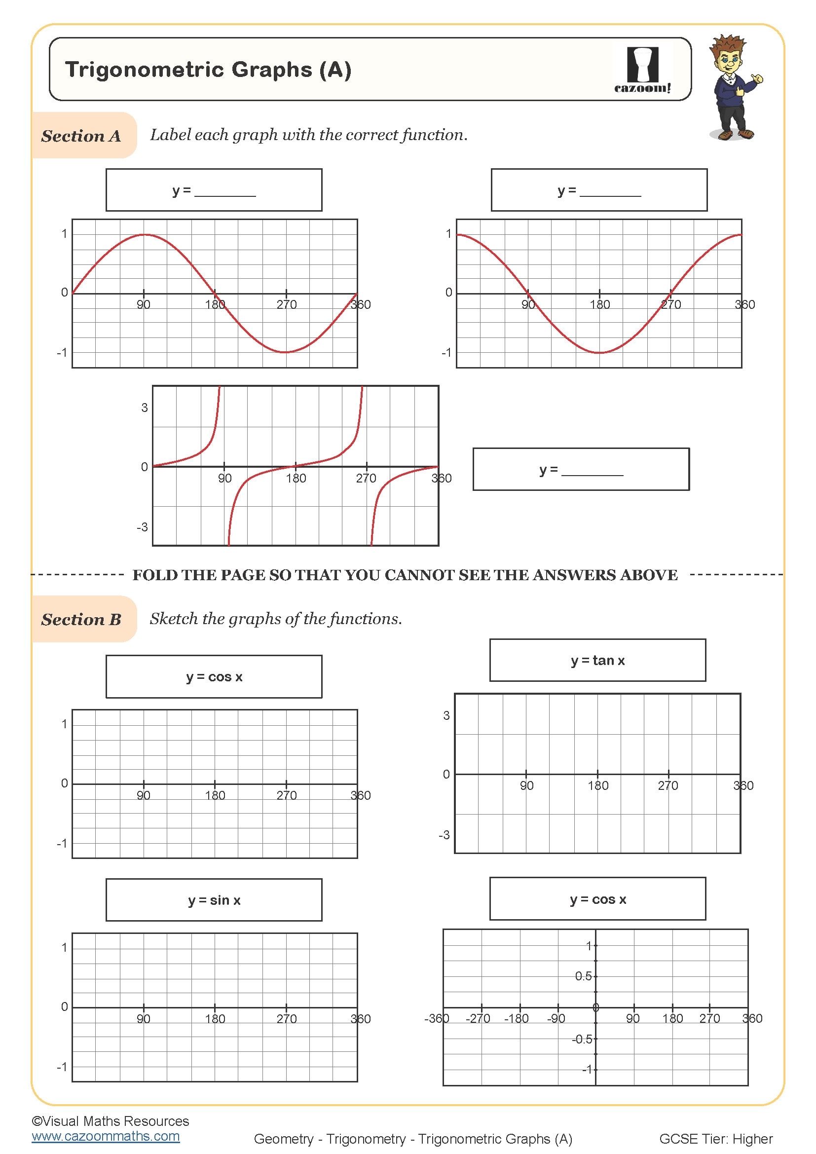 Trigonometric Graphs A Worksheet Printable PDF Worksheets Trigonometric Graphs A Worksheet Printable PDF Worksheets