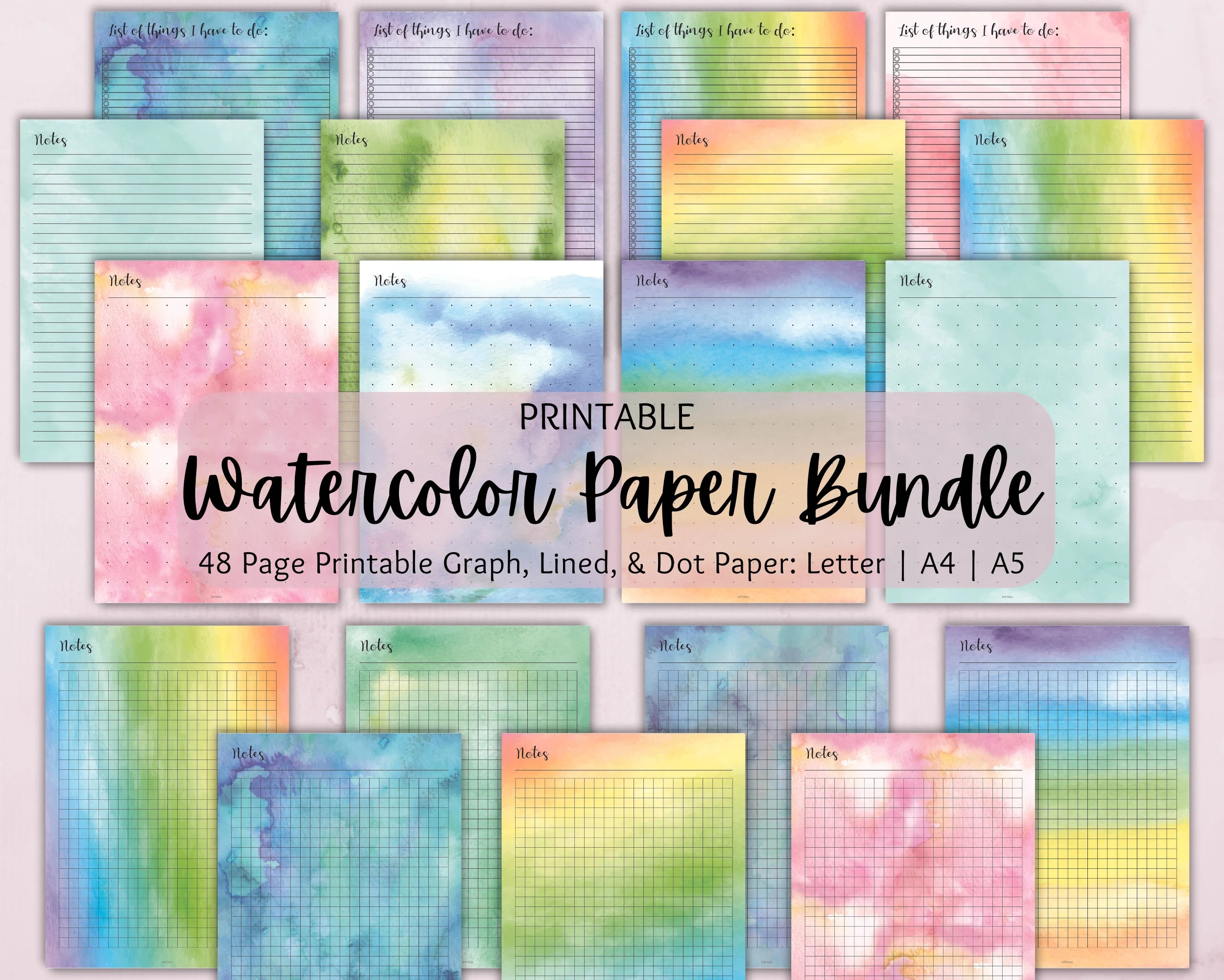 Watercolor Note Taking Journal Printable Paper Insert Bundle Dot Grid Lined And Graph Paper Bullet Journal Paper Etsy Watercolor Note Taking Journal Printable Paper Insert Bundle Dot Grid Lined And Graph Paper Bullet Journal Paper Etsy