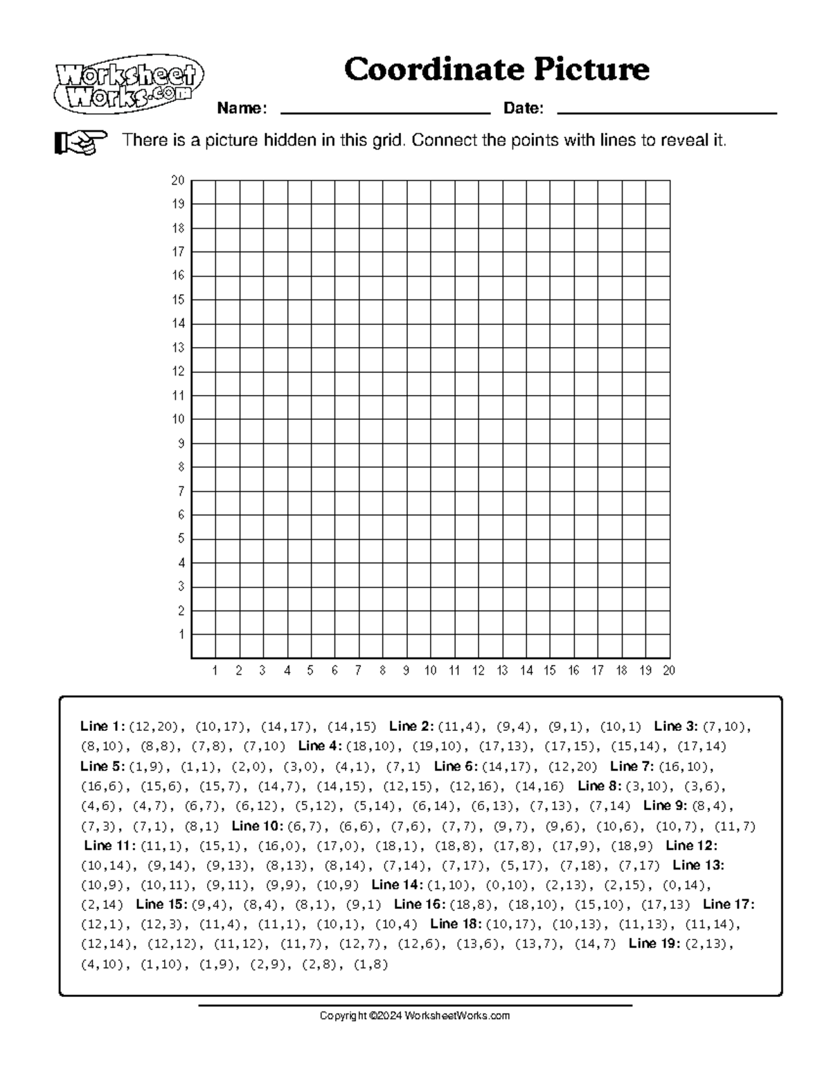 Worksheet Works Connecting Coordinates To Reveal Hidden Picture Studocu